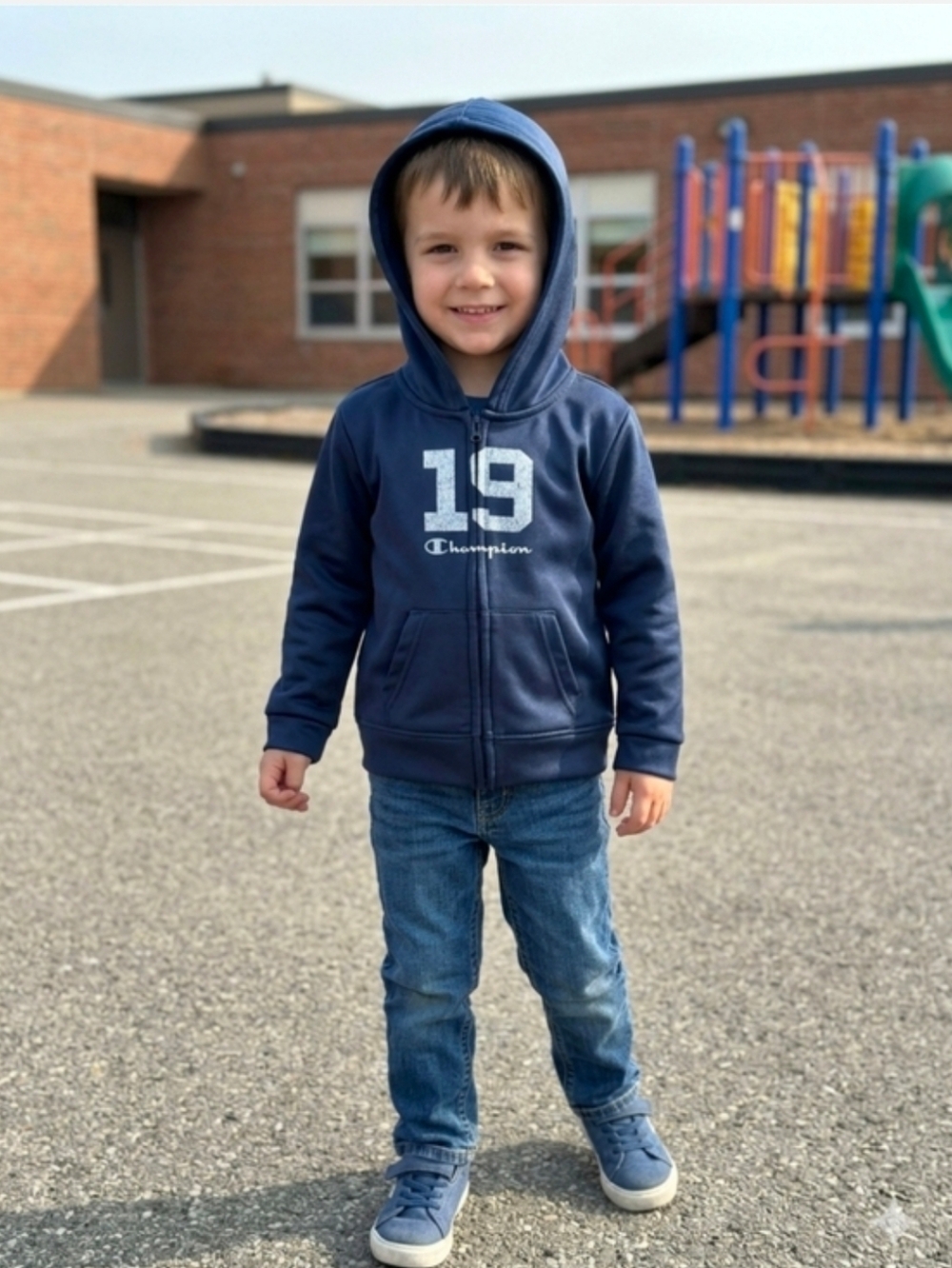 Champion Toddler Boys Navy Blue Full Zip Hoodie Sweatshirt Size 5